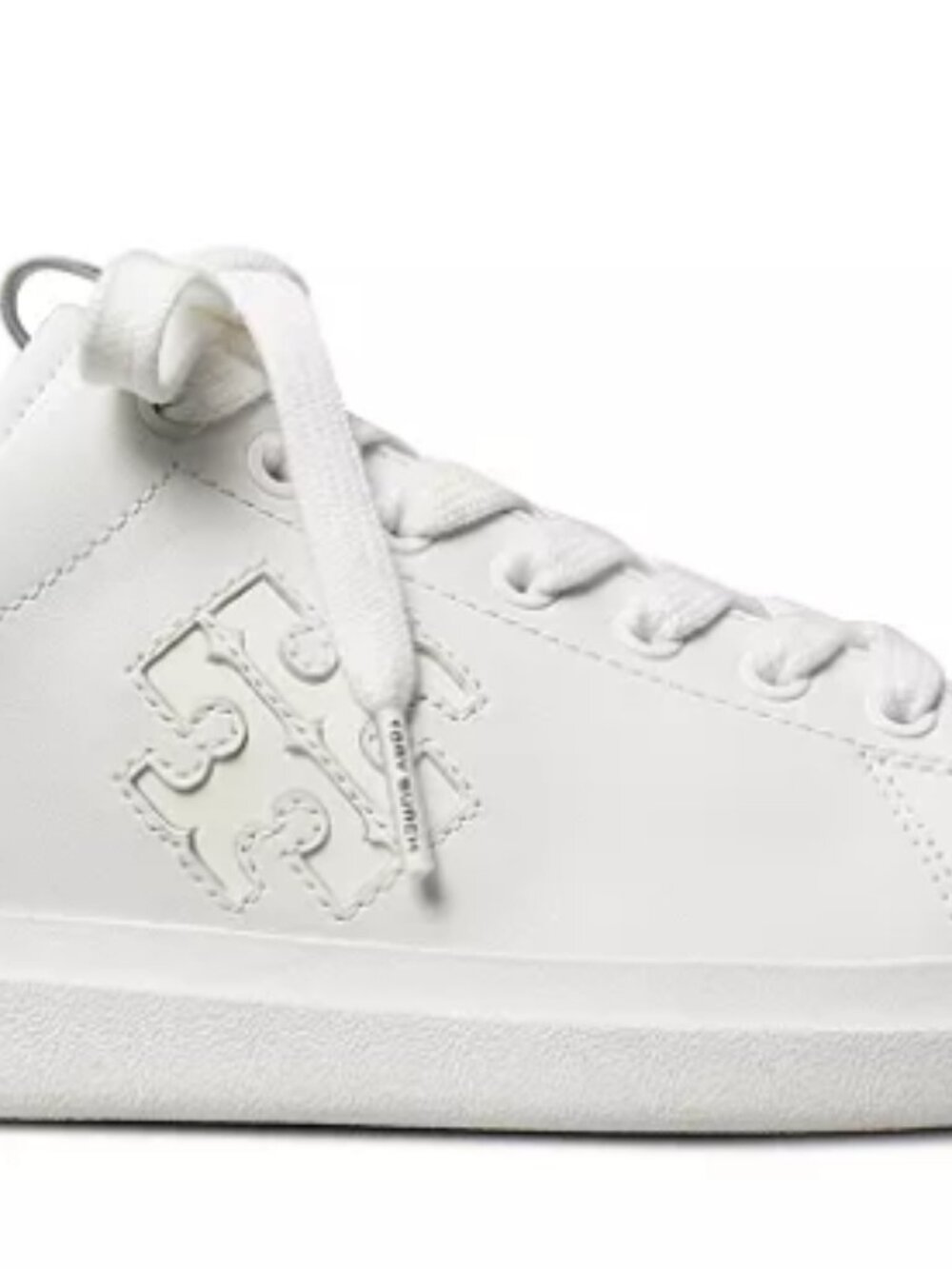 Tory Burch Double T Howell Court Sneaker with Silver Metallic Heel Sz 7 - Picture 10 of 10